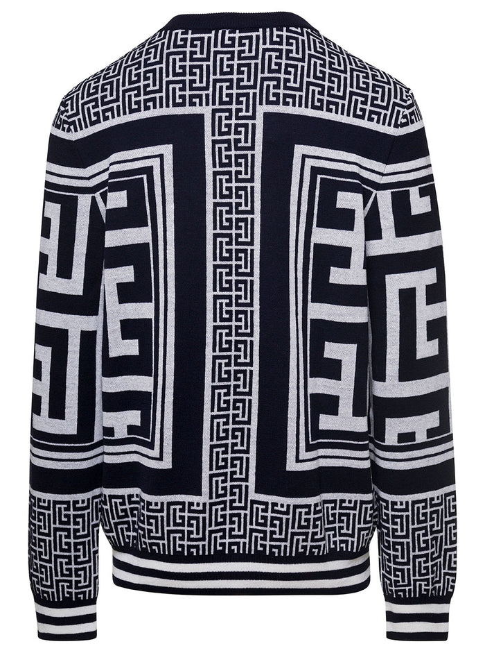 Maxi Monogram Scarf Sweater Black Wool Linen Polyamide Jersey