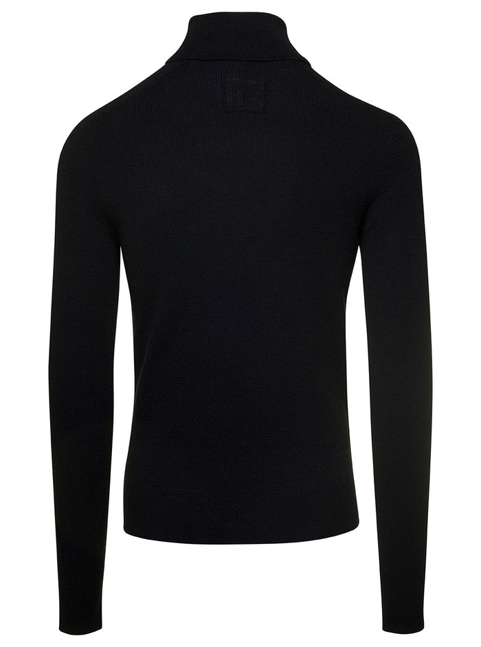 Pb Wool Turtleneck Sweater Black Merino Jersey