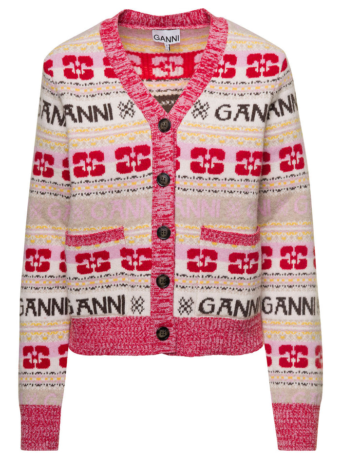 Logo Wool Mix Cardigan Jersey