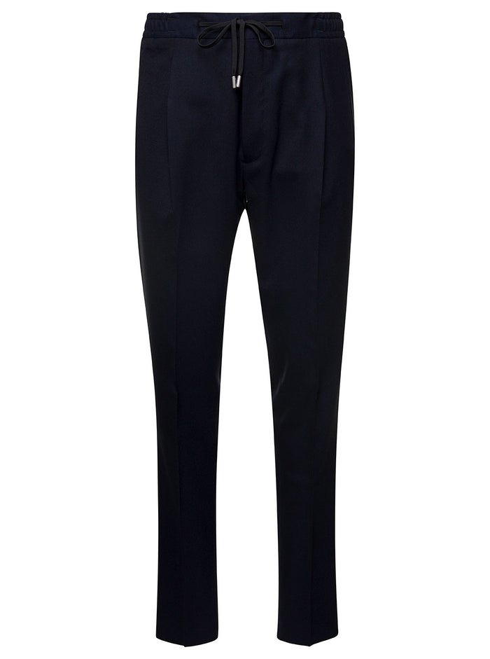 Pantalone Jersey Blu Wool Polyester Elastan Trousers