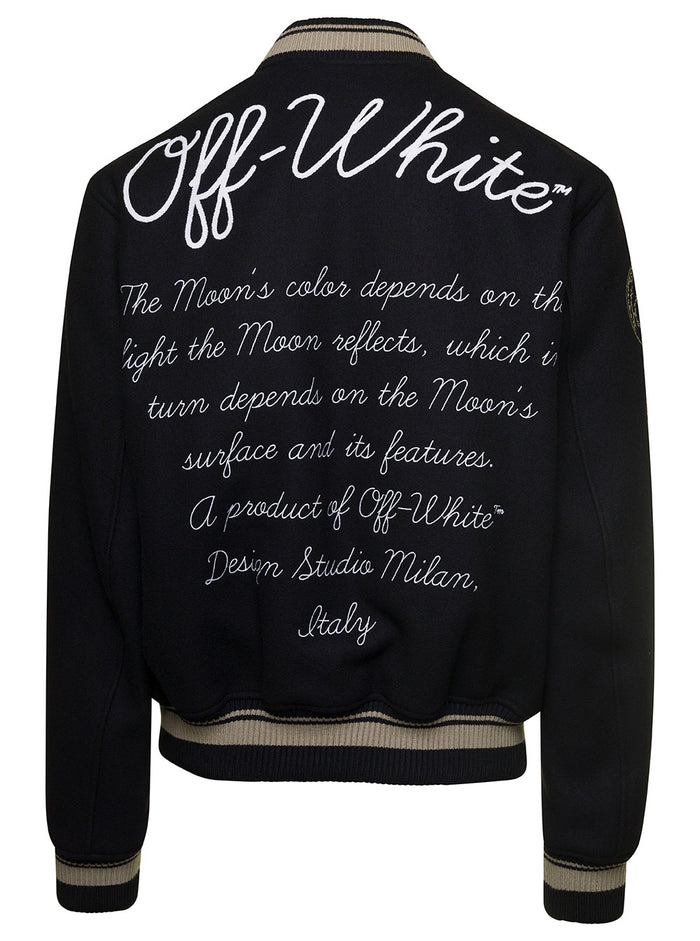 Moon Phase Vars Bomber Black White Virgin Wool Polyammide Outerwear