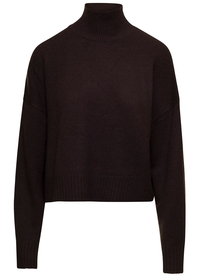 Highe Neck Cashmere Pull Brown Jersey