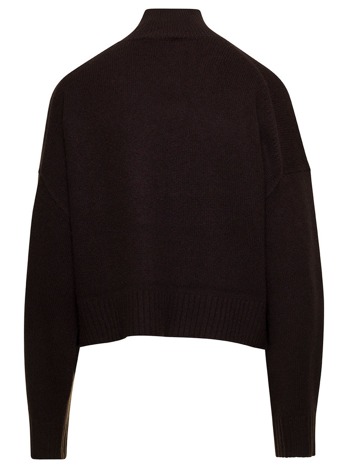 Highe Neck Cashmere Pull Brown Jersey