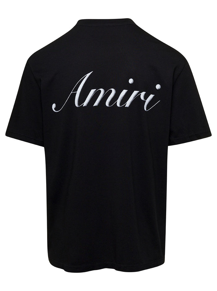 Script Logo Tee Black Cotton Tshirts And Polo Shirts
