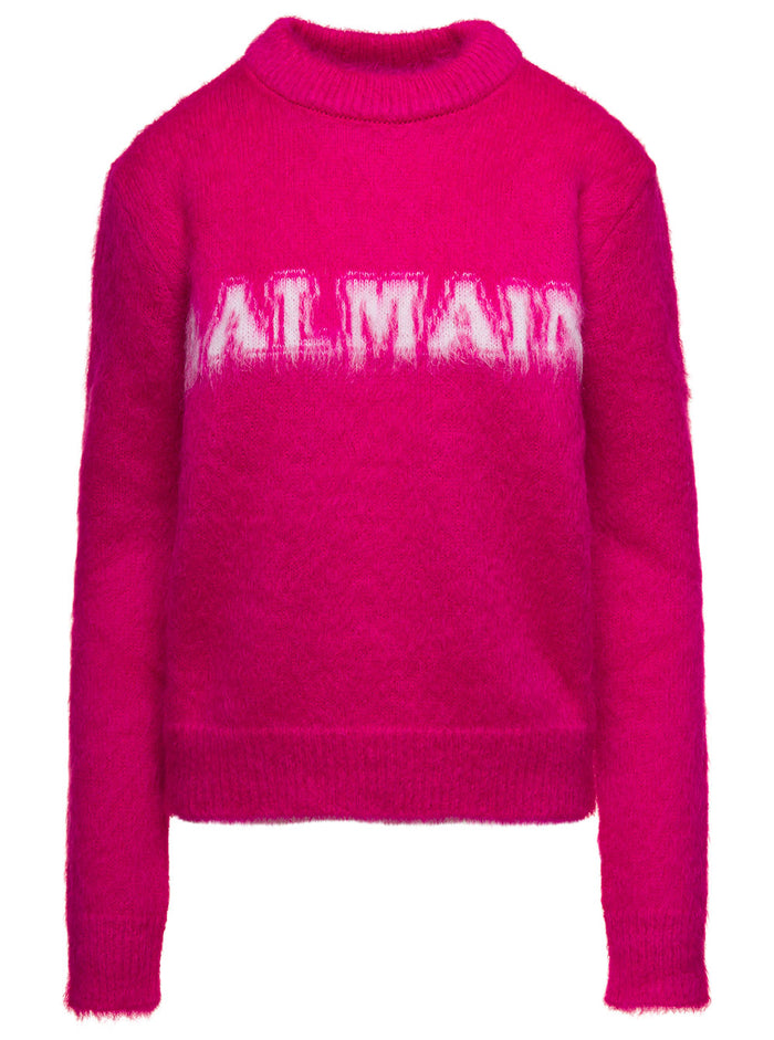 Balmain Brushed Mohair Pullover Pink Jersey