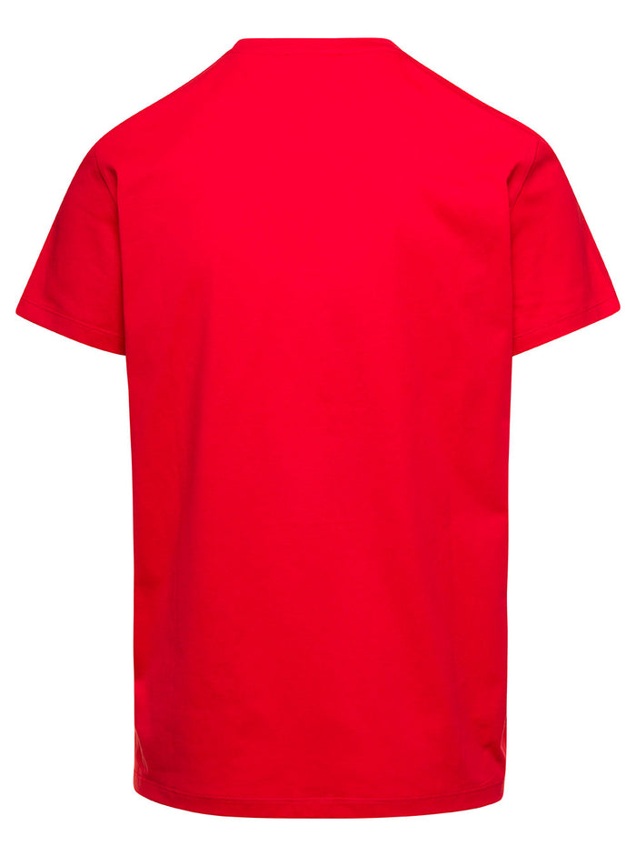 Balmain Flock T-Shirt - Classic Fit Red Organic Cotton Tshirts And Polo Shirts