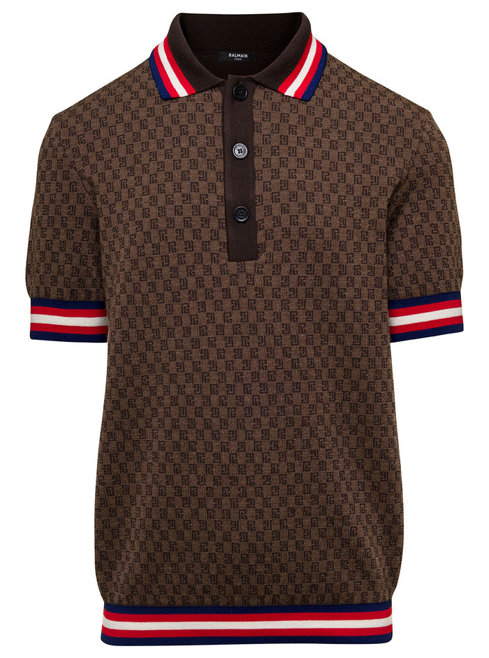 Mini Monogram Wool Polo Brown Virgin Polyester Tshirts And Shirts