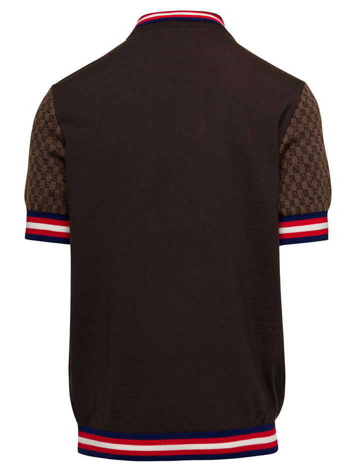 Mini Monogram Wool Polo Brown Virgin Polyester Tshirts And Shirts