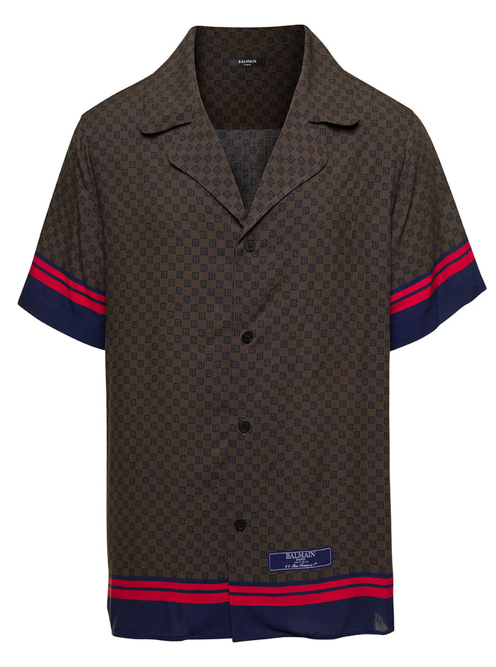 Ss All Over Mini Monogram Pyjama Shirt Brown Viscose And Blouses