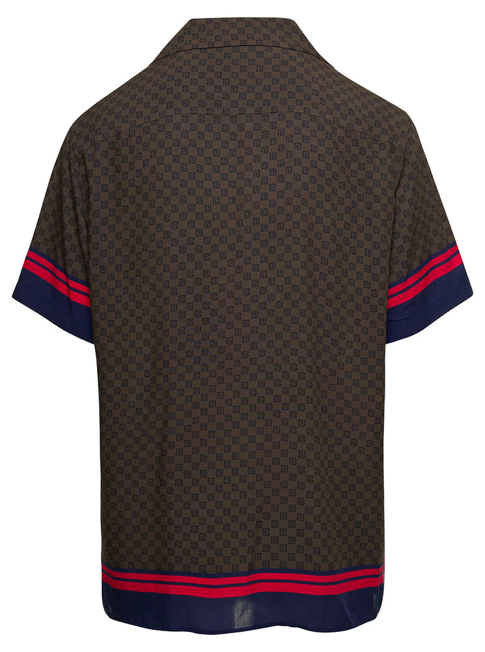 Ss All Over Mini Monogram Pyjama Shirt Brown Viscose And Blouses