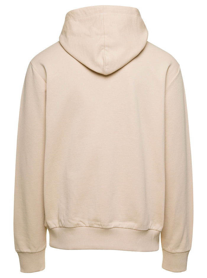 Balmain Printed Hoodie Beige Organic Cotton Sweatshirts