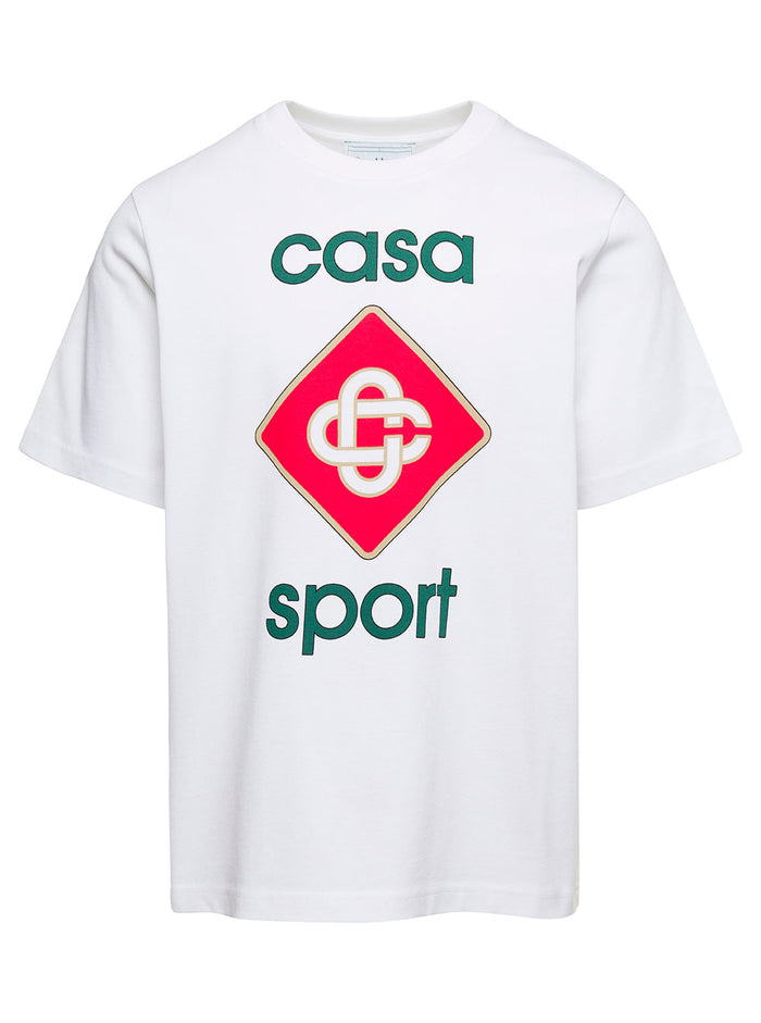 Casa Sport Logo Screen Printed T-Shirt White Organic Cotton Tshirts And Polo Shirts