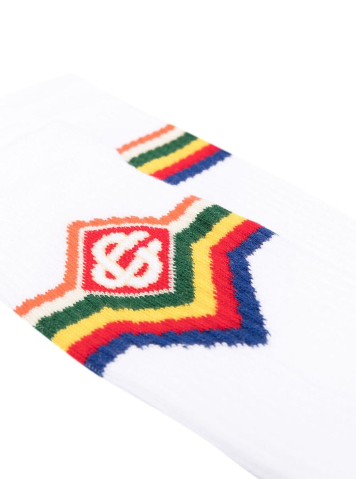 Ribbed Sports Sock White Cotton Polyamide Spandex Underwear