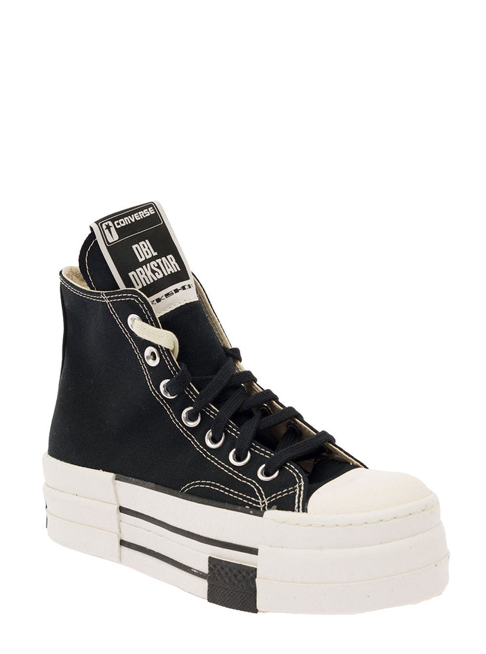 Dbl Drkstar Hi Black Cotton Sneaker
