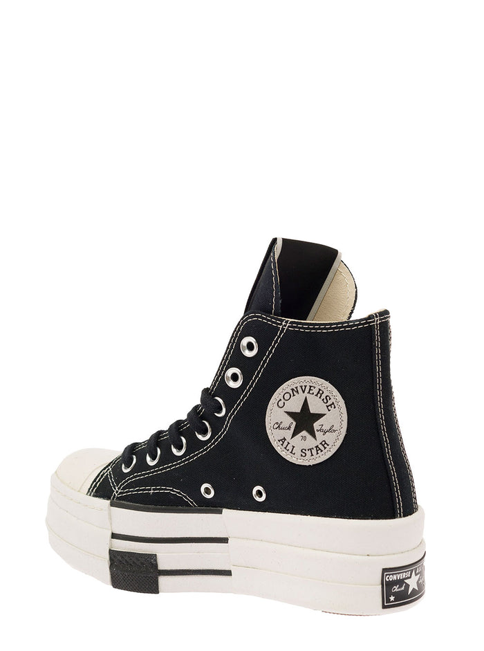 Dbl Drkstar Hi Black Cotton Sneaker