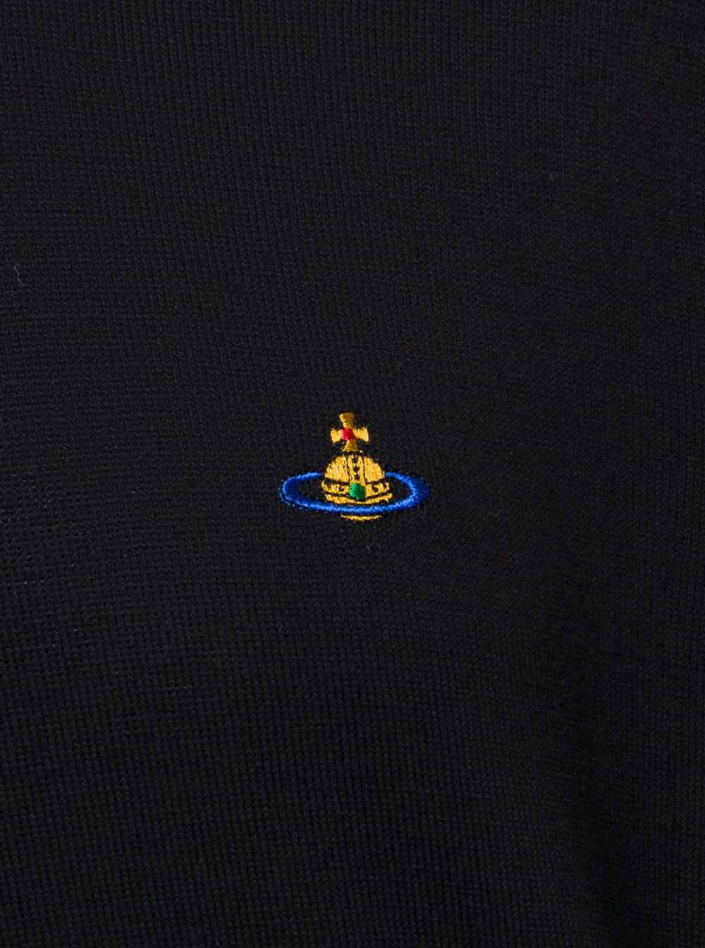 Black Crewneck Sweater With Embroidered Logo Wool Blend Man Cotton Jersey