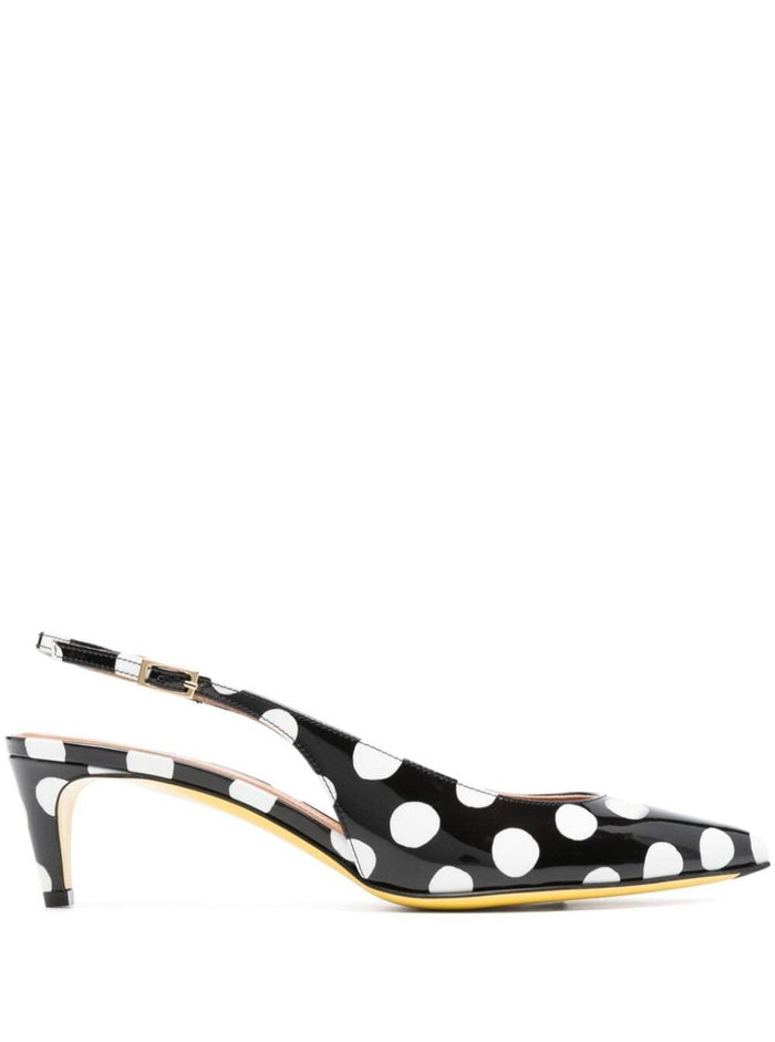 Sling Back Black Calf Pumps
