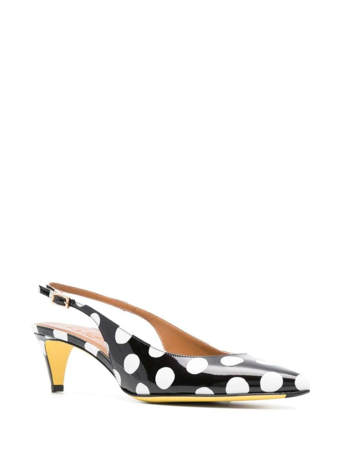 Sling Back Black Calf Pumps