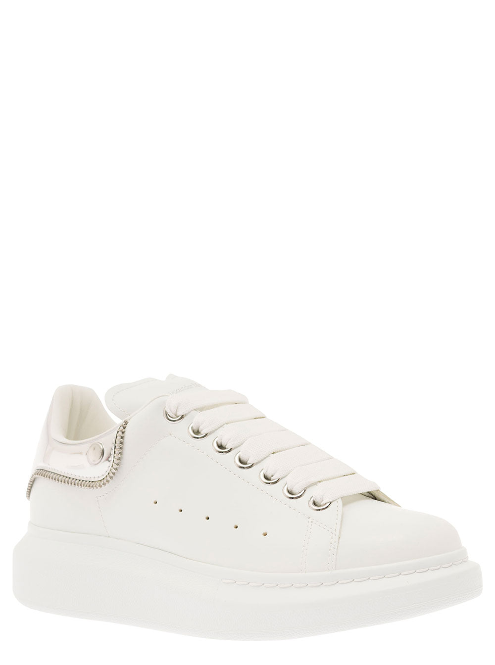 Big Sole Zip White Calf Sneaker