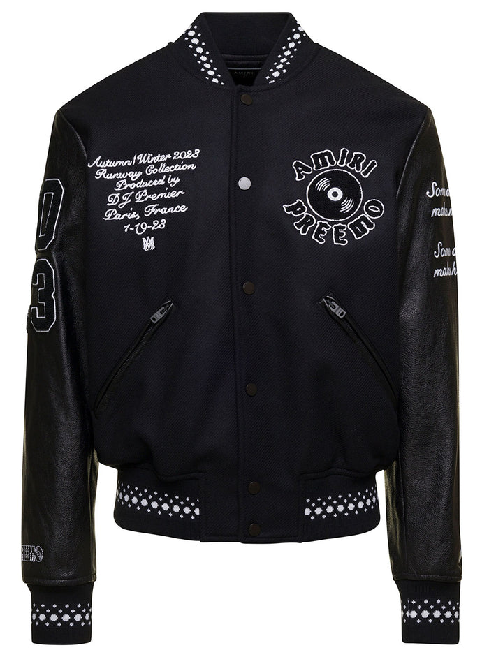 Dj Preemo Varsity Jacket Look 9 Black Wool Nylon