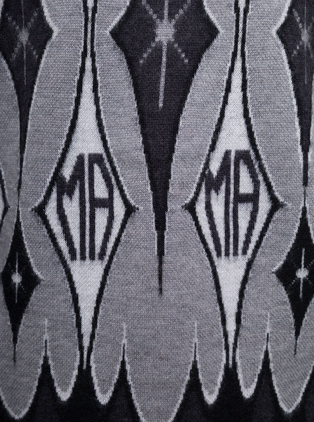 Argyle Jacquard Crew Grey Merino Wool Jersey
