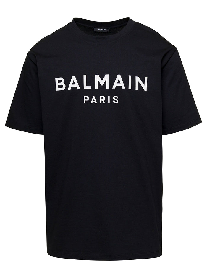Balmain Printed T-Shirt - Straight Fit Black Organic Cotton Tshirts And Polo Shirts