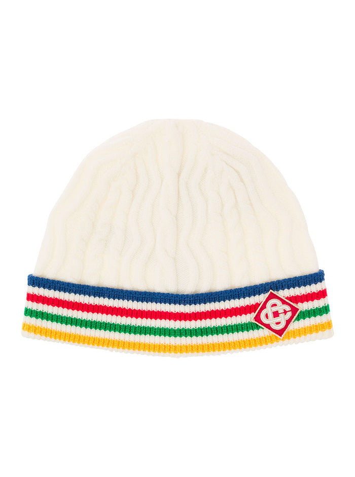 Cable Beanie White Merino Wool Hats And Gloves