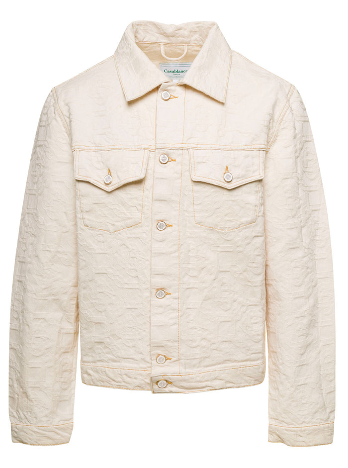 Monogram Jacquard Denim Beige Cotton Outerwear