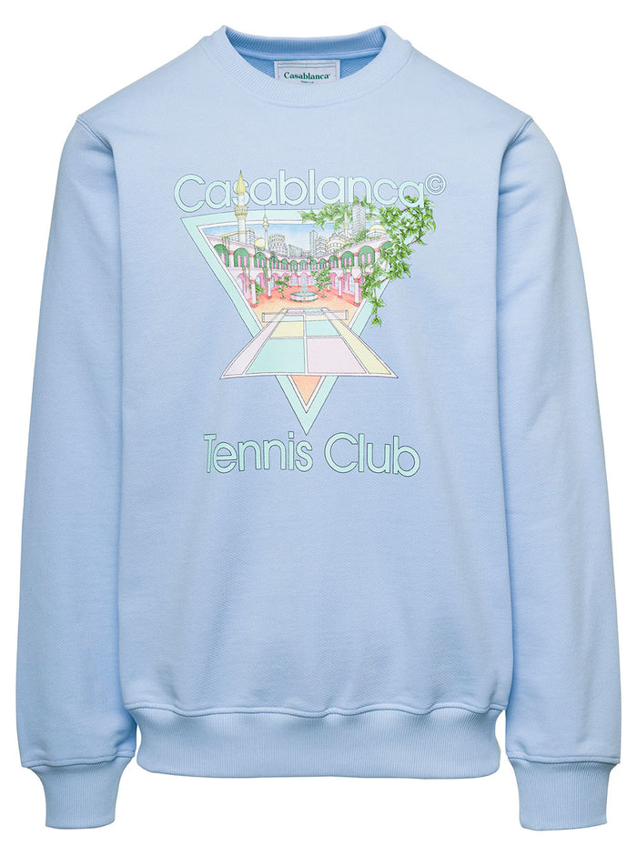 Tennis Club Icon Pastelle Printed Unisex Sweat Light Blue Organic Cotton Sweatshirts