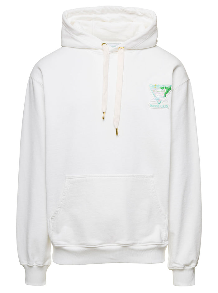 Tennis Club Icon Pastelle Unisex Hooded Sweatshirt White Organic Cotton Sweatshirts