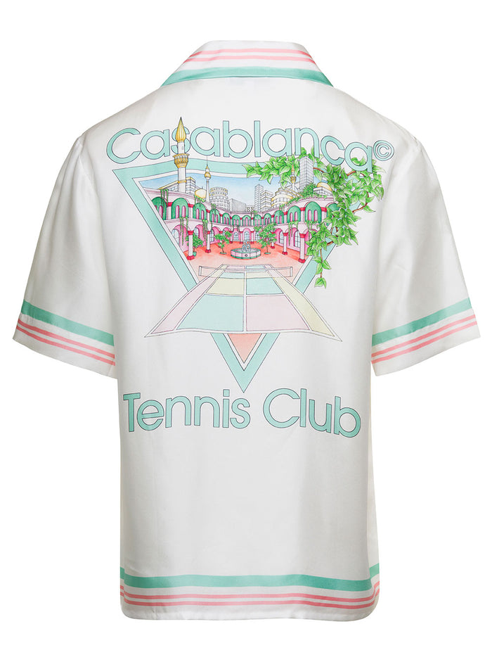 Cuban Collar Short Sleeve Shirt White Silk And Blouses