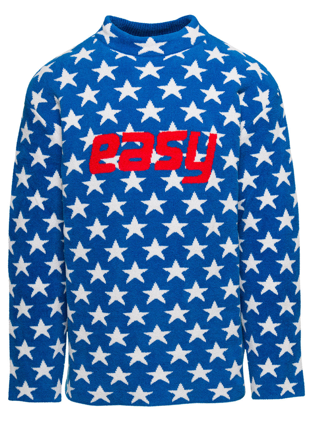 Easy Fleece Sweater Knit Blu Cotton Polyamide Jersey