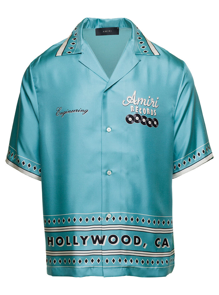 Records Shirts Light Blue Silk And Blouses
