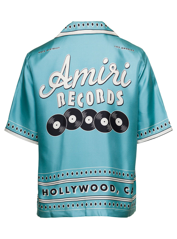 Records Shirts Light Blue Silk And Blouses