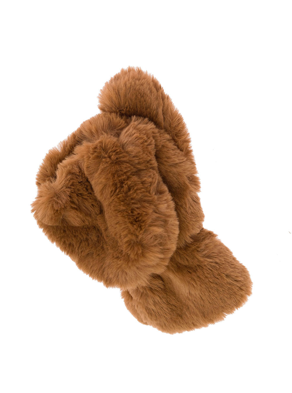 Coco Brown Mittens With Elasticized Cuffs Faux Fur Woman Beige Polyester Hats And Gloves