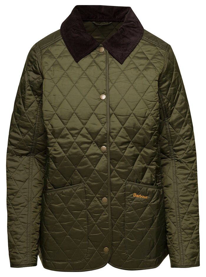 Annandale Military Green Quilted Jacket With Contrast Collar Polyamide Woman Polyammide