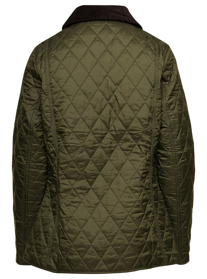 Annandale Military Green Quilted Jacket With Contrast Collar Polyamide Woman Polyammide