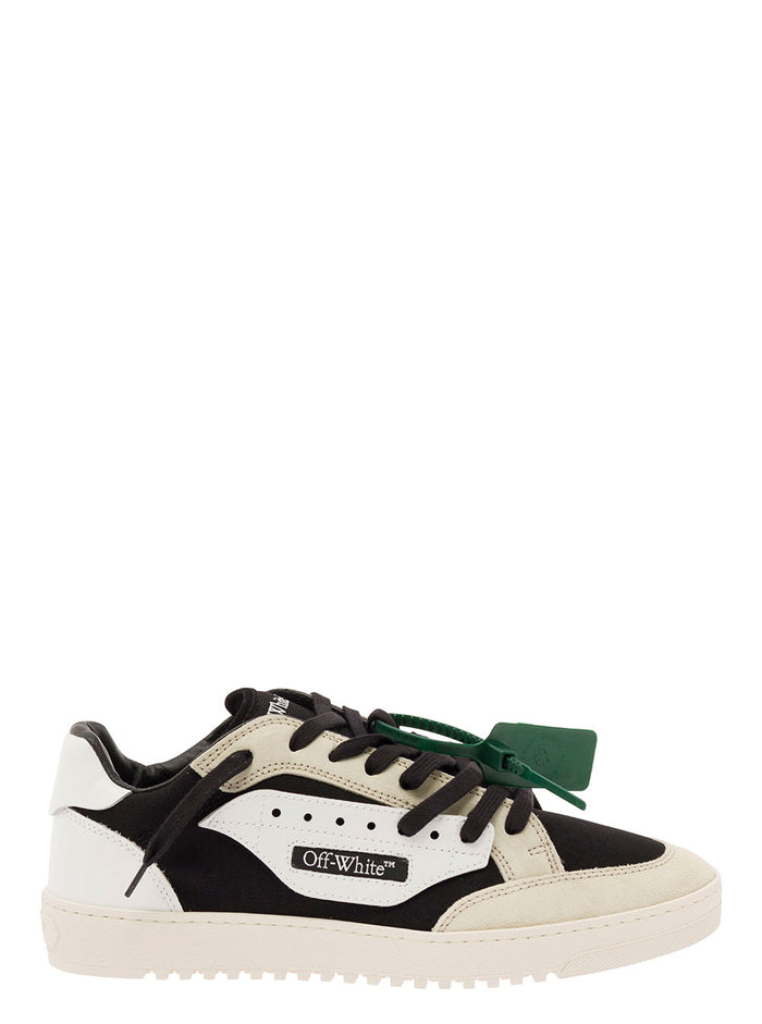 5.0 Off Court Black And White Panelled Low-Top Sneakers Leather Man