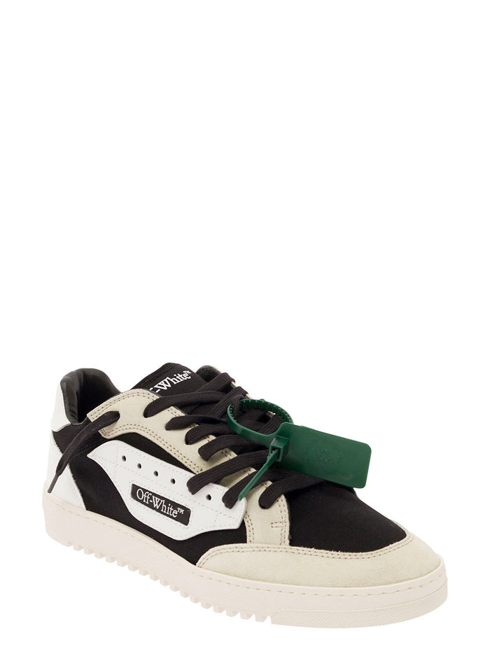 5.0 Off Court Black And White Panelled Low-Top Sneakers Leather Man