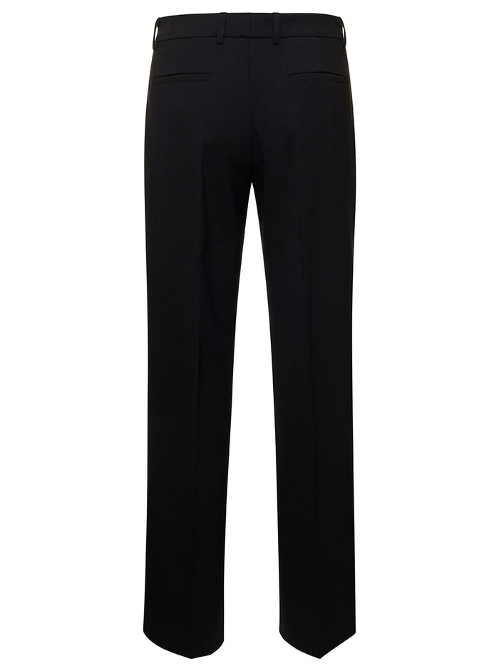 Black Straight Pants With Pinces Detail Woman Trousers