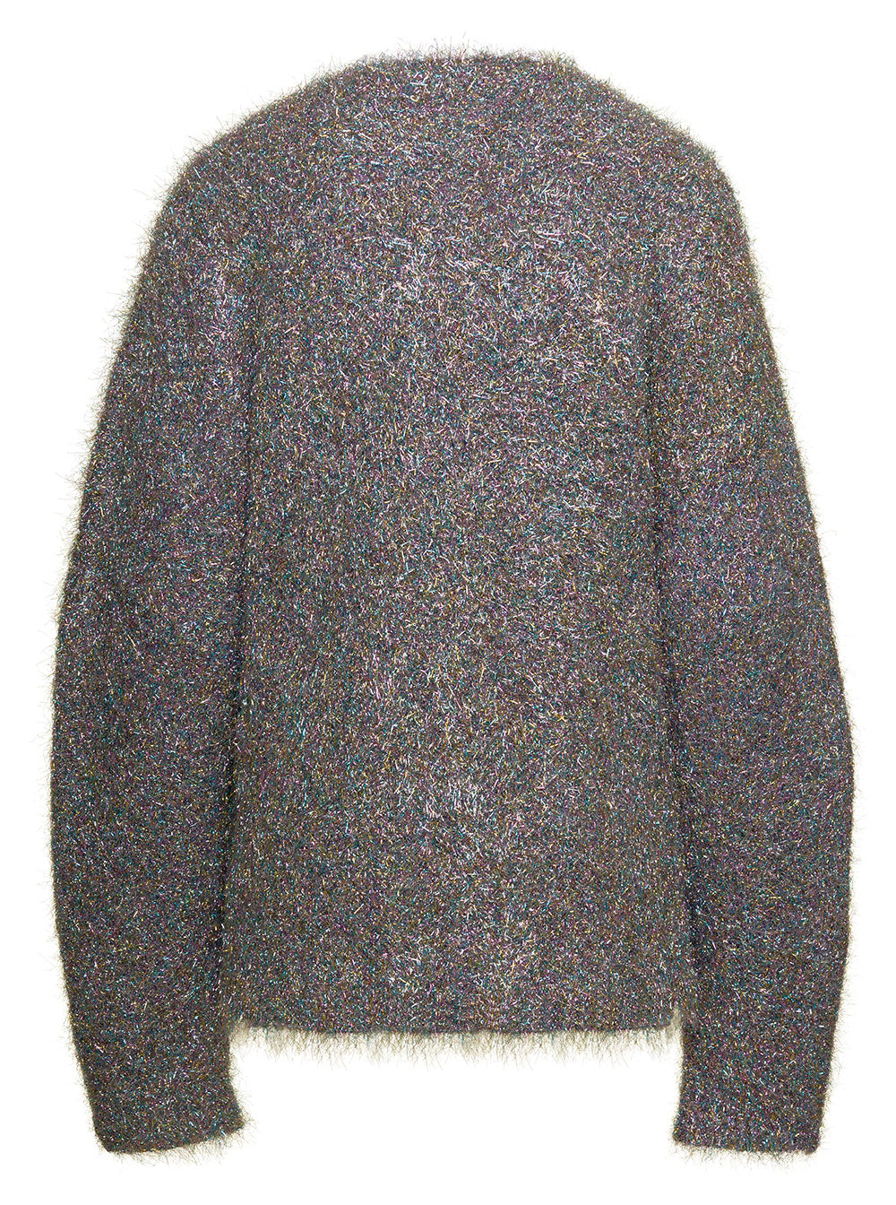 Oversized Multicolor Crewneck Sweater Brushed Mohair And Lurex Blend Woman Metallic Polyammide Polyester Jersey