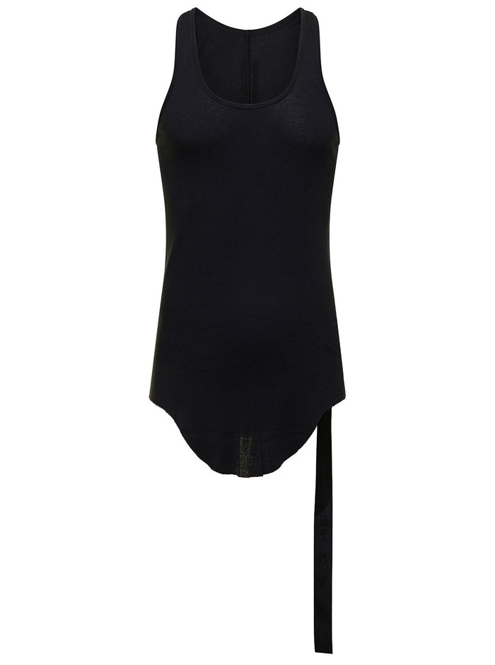 Loose Black Tank Top With Round Neckline Lightweight Cotton Man
