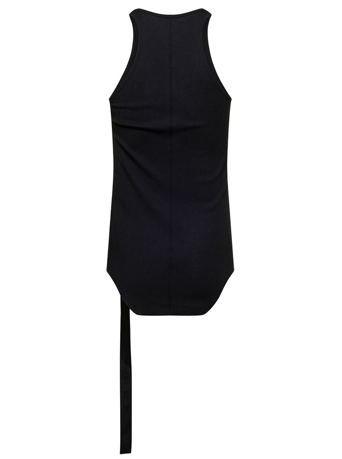 Loose Black Tank Top With Round Neckline Lightweight Cotton Man