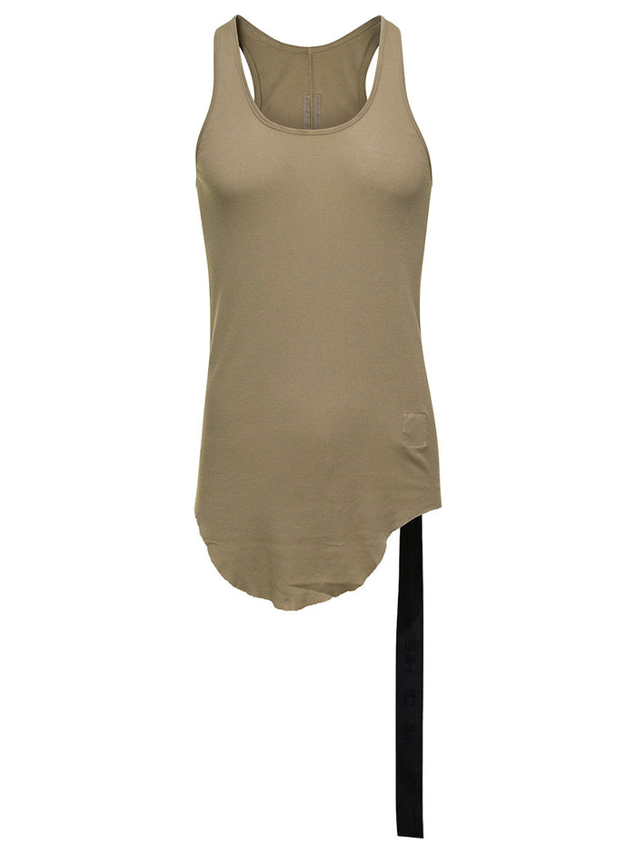 Loose Green Tank Top With Round Neckline Lightweight Cotton Man