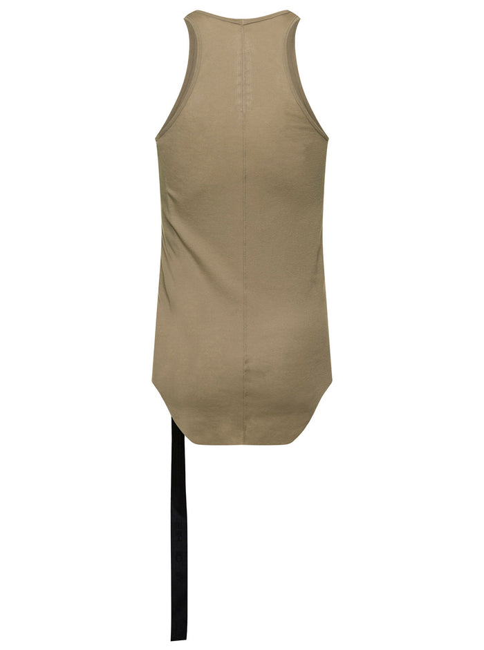 Loose Green Tank Top With Round Neckline Lightweight Cotton Man