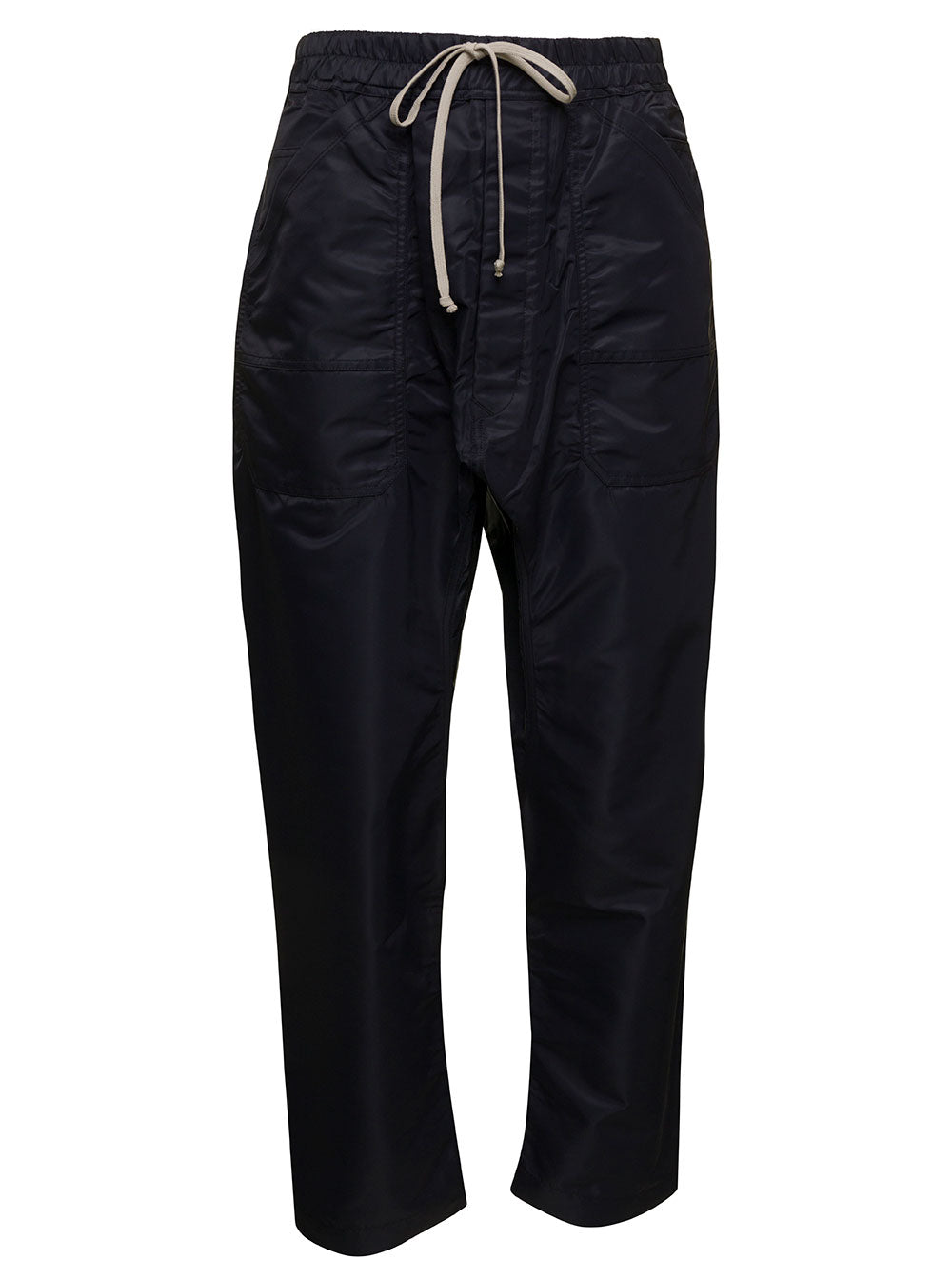 Black Cargo Pants With Drawstring Nylon Man Trousers