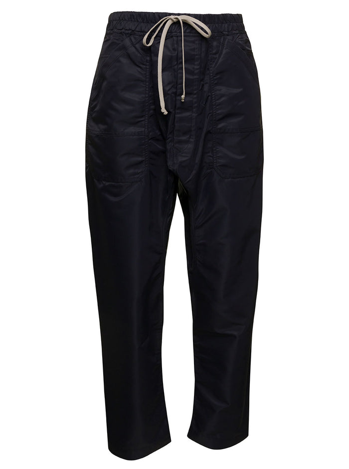 Black Cargo Pants With Drawstring Nylon Man Trousers