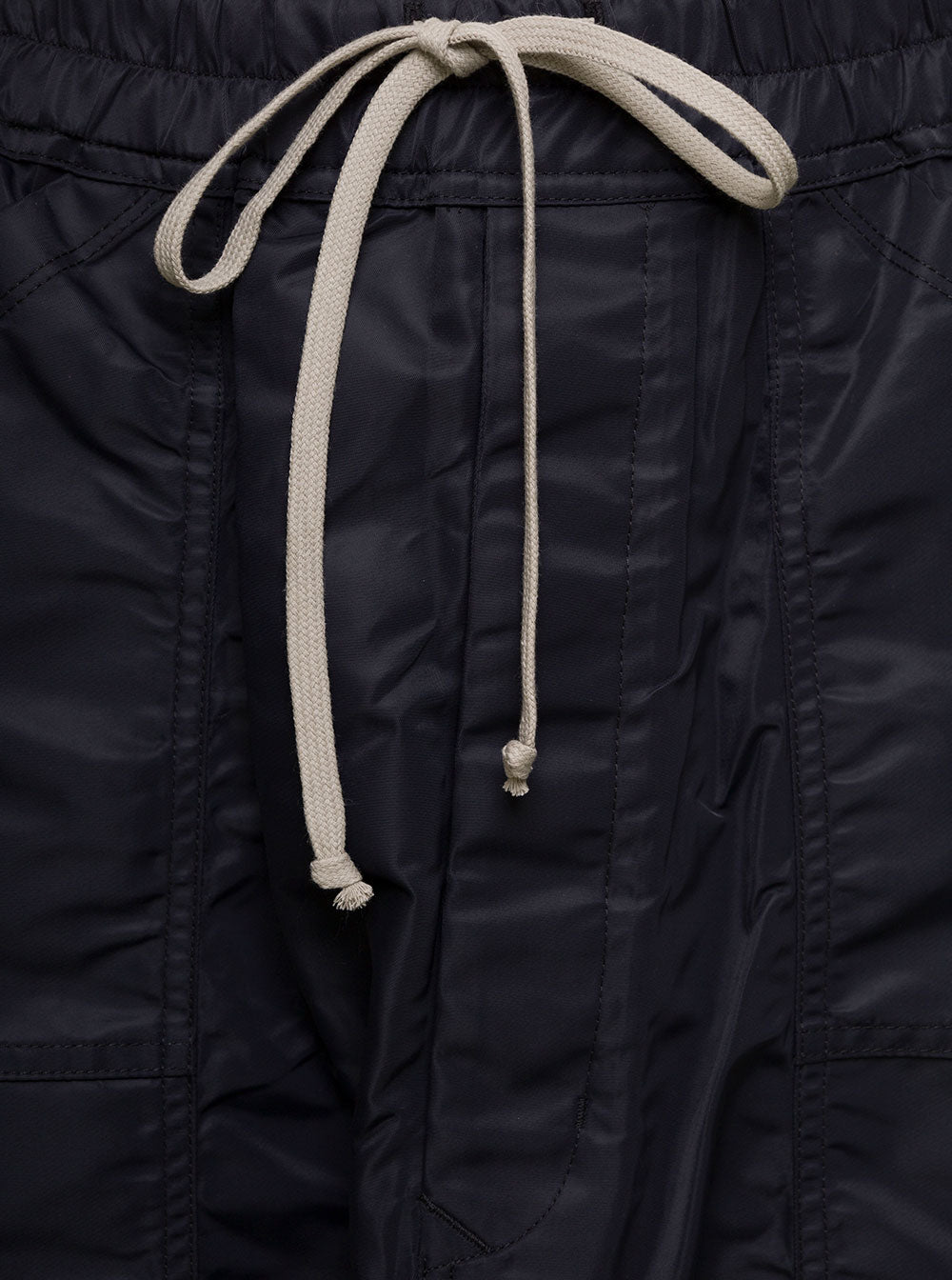 Black Cargo Pants With Drawstring Nylon Man Trousers