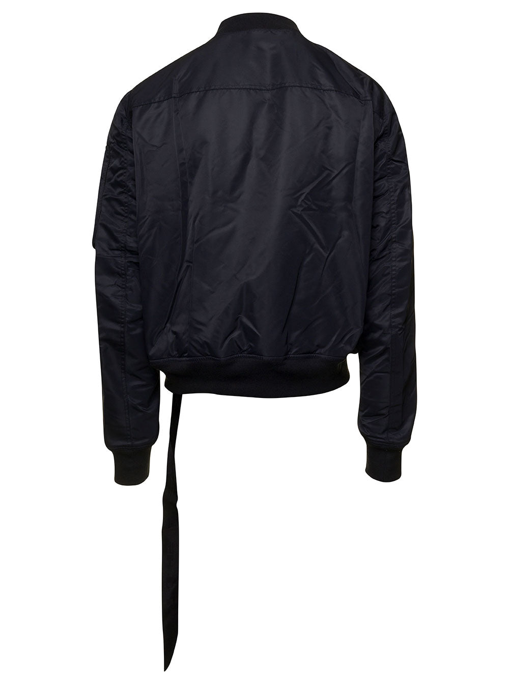 Flight Black Bomber Jacket With Zip Fastening Strap Detail Nylon Man