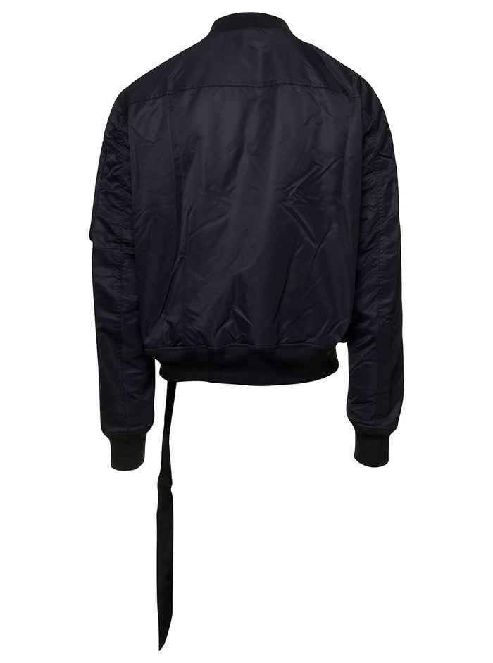 Flight Black Bomber Jacket With Zip Fastening Strap Detail Nylon Man
